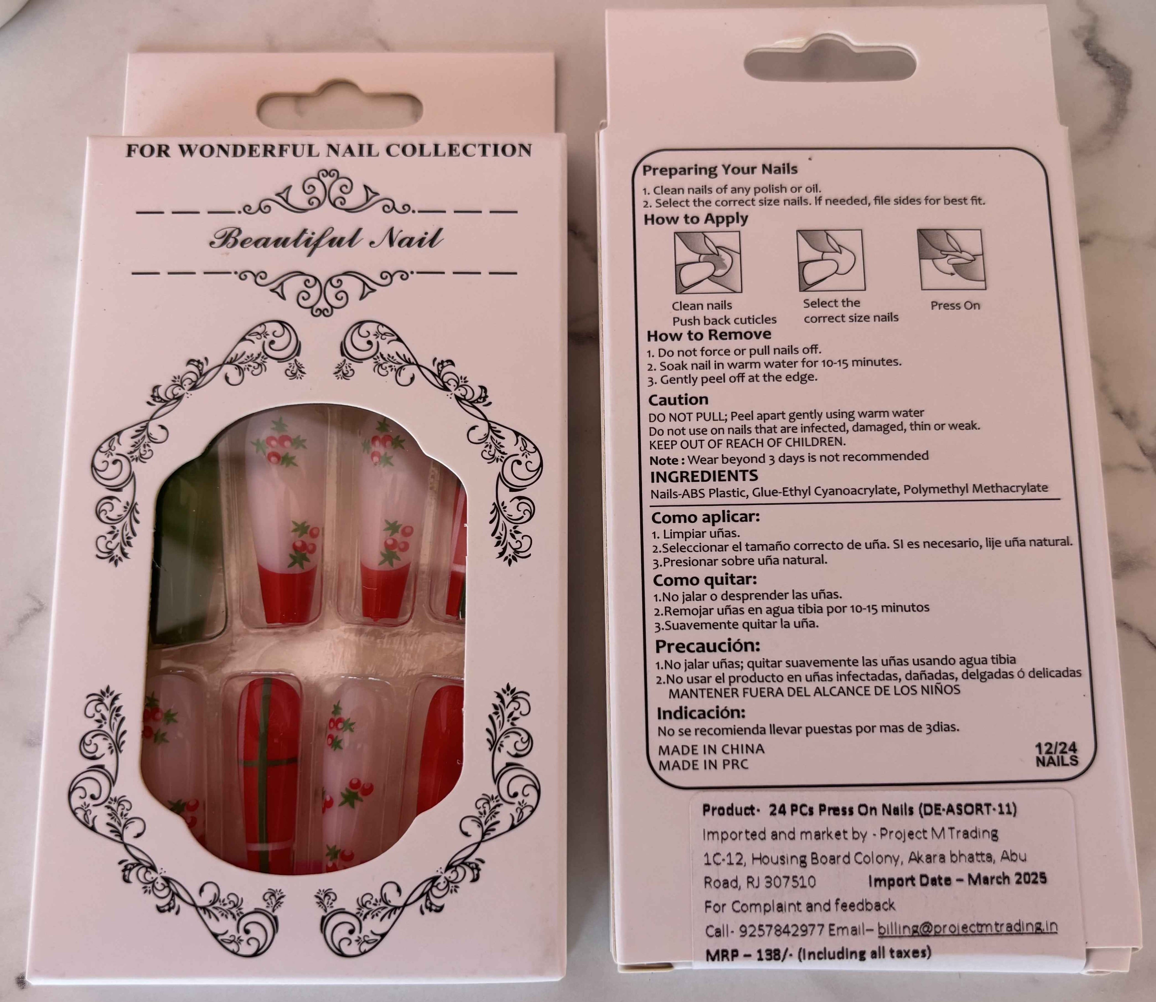 24 PCs Press-on Nails Set - Perfect Press-on Nails Set for Any Occasion - Project M Shop