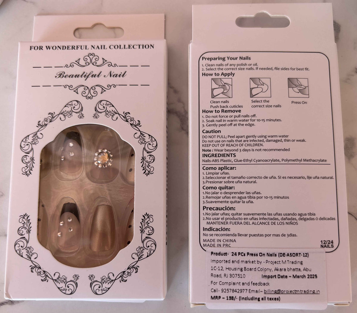 24 PCs Press-On Nails Set – Gentle on Natural Nails