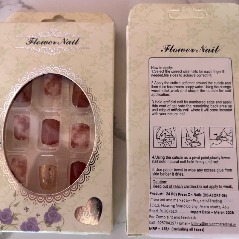 24 PCs Press-on Nails Set - Stylish and Durable Press-on Nails Set - Project M Shop