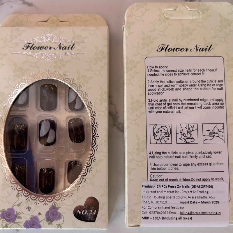 24 PCs Press-on Nails Set - Easy to Apply Press-on Nails Set for Glamorous Nails - Project M Shop