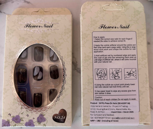 24 PCs Press-on Nails Set - Easy to Apply Press-on Nails Set for Glamorous Nails - Project M Shop