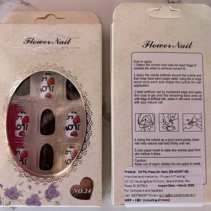 24 PCs Press-on Nails Set - Perfect Press-on Nails Set for Easy Application - Project M Shop