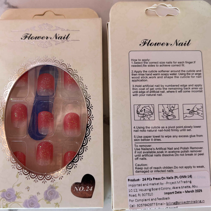 24 PCs Press-on Nails Set - Perfect for Easy Nail Art - Project M Shop