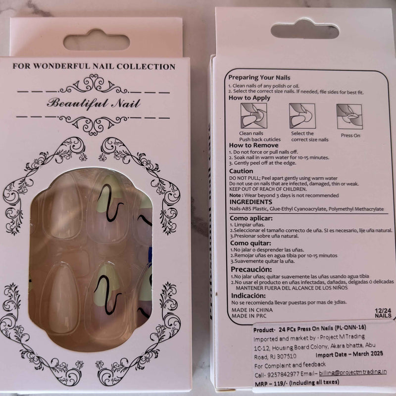 24 PCs Press-on Nails Set - SKU-PL-ONN-16 - Project M Shop