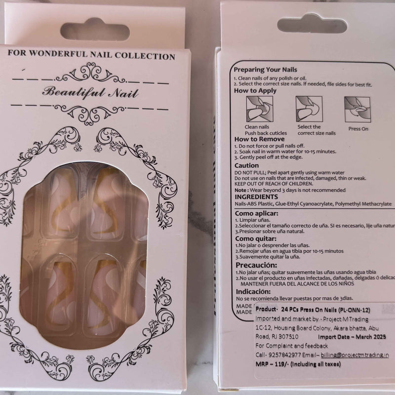 24 PCs Press-on Nails Set - High-Quality Press-on Nails Set - Project M Shop