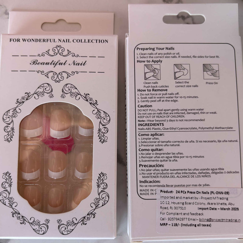 24 Pcs Press-On Nails Set - Premium Press-On Nails Set - Project M Shop
