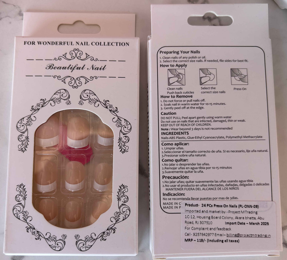 24 PCs Press-On Nails Set – Purse-Ready Emergency Nail Kit