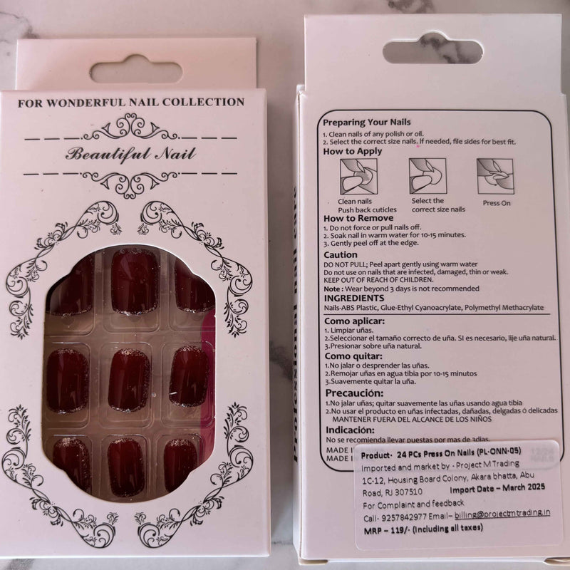 24 PCs Press-on Nails Set | High-Quality Press-on Nails Set - Project M Shop
