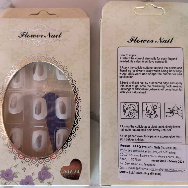 24 PCs Press-on Nails Set - for Stunning Manicures - Project M Shop