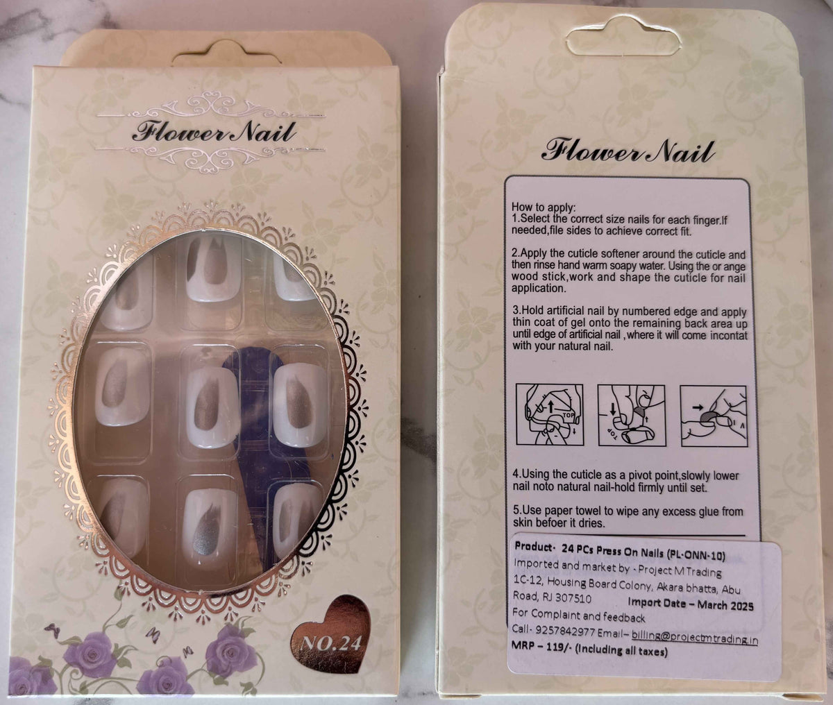 24 PCs Press-On Nails Set – Girls' Night Nail Kit