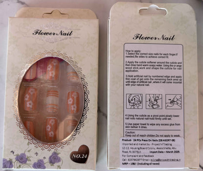 24 PCs Press-on Nails Set - Stylish Nail Art Kit - Project M Shop
