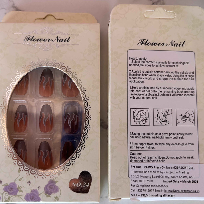 24 PCs Press-on Nails Set - Stylish and Durable Press-on Nails Set - Project M Shop