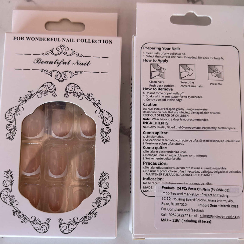 24 PCs Press-on Nails Set - Stylish and Easy to Apply Press-on Nails Set - Project M Shop
