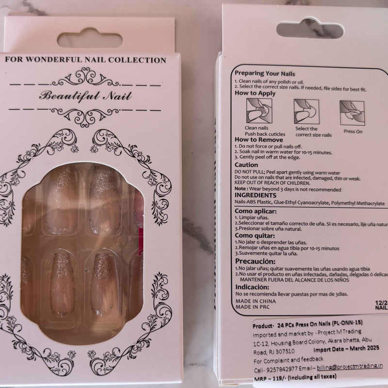 24 PCs Press-on Nails Set | Stylish Press-on Nails Set for All Occasions - Project M Shop