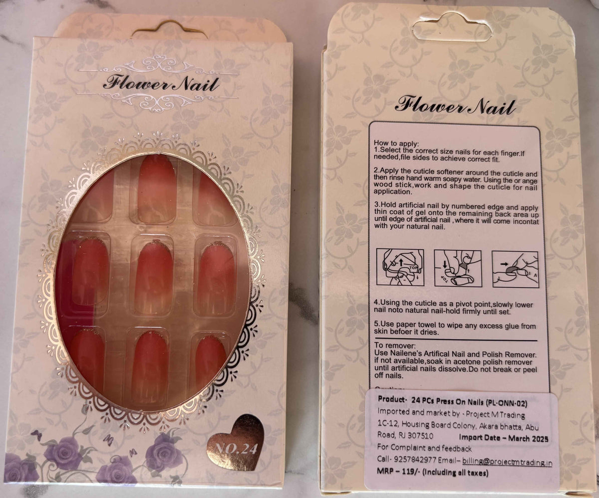 24 PCs Press-On Nails Set – No Salon, No Wait Nail Kit
