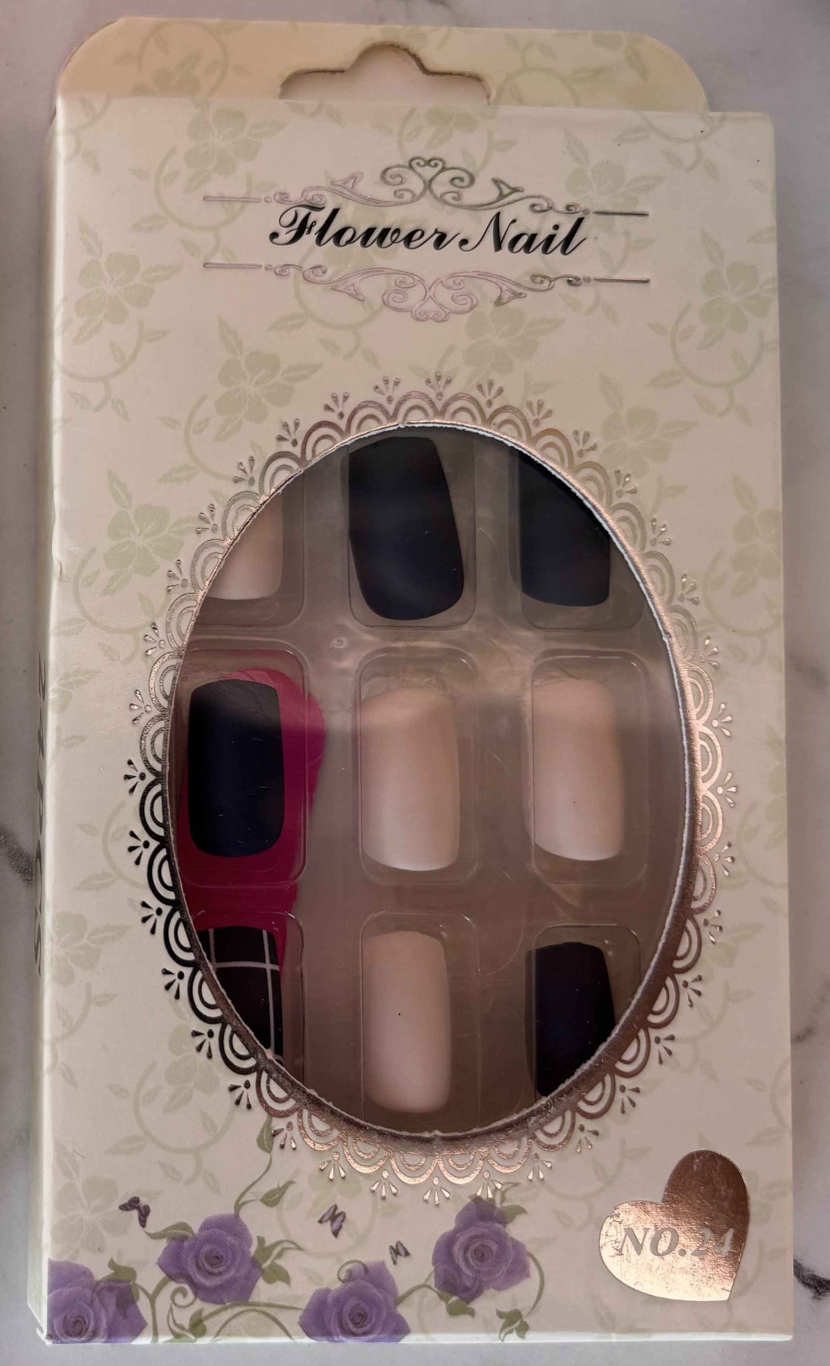 24 PCs Press-On Nails Set – Self-Care Sunday Nail Kit