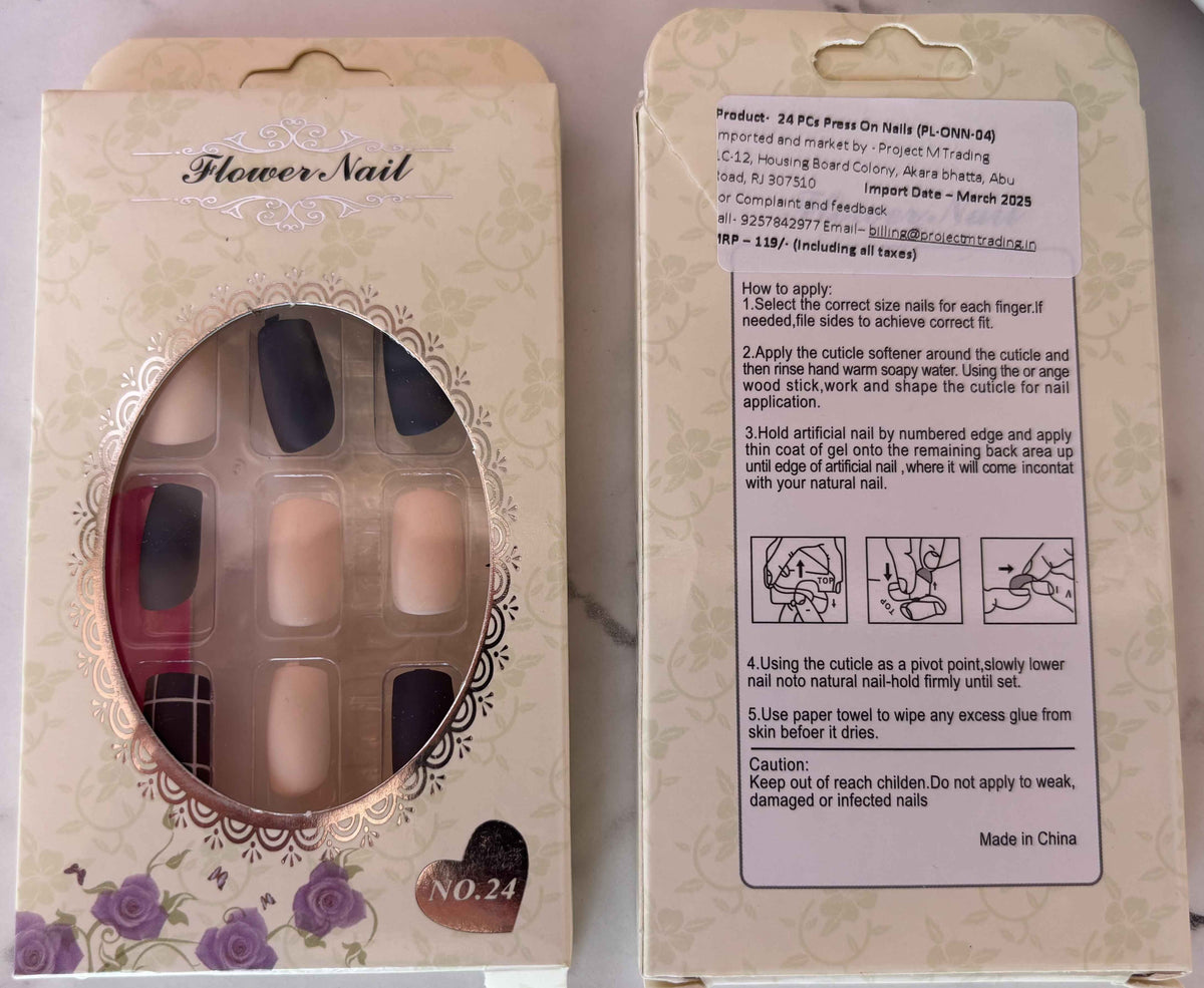 24 PCs Press-On Nails Set – Self-Care Sunday Nail Kit