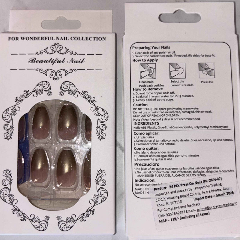 24 PCs Press-On Nails Set - Perfect Press-On Nails Set for Effortless Manicure - Project M Shop