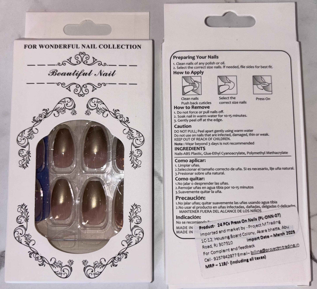 24 PCs Press-On Nails Set – Effortless Manicure for Busy Women