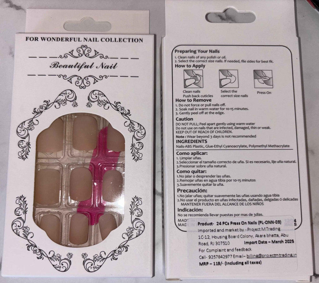 24 PCs Press-on Nails Set -High-Quality Press-on Nails Set - Project M Shop