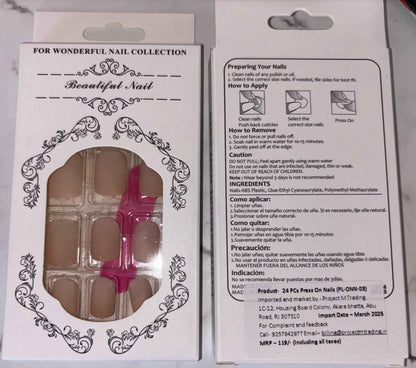 24 PCs Press-on Nails Set -High-Quality Press-on Nails Set - Project M Shop
