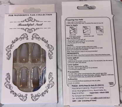 24 PCs Press-on Nails Set - SKU-PL-ONN-01 for Easy DIY Nail Art - Project M Shop