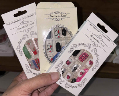 Set of 3 Press-on Nails Set - 24 PCs Stylish Nail Press-ons - Project M Shop