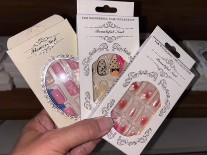 Set of 3 Press-on Nails Set - 24 PCs Stylish Nail Press-ons - Project M Shop