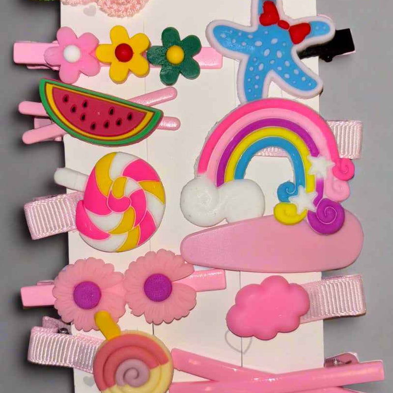 14 Pcs Cute Cartoon Hair Clips Set - Popular Gift Barrettes for Kids and Girls Accessories - HAIR-14-8106 - Project M Shop