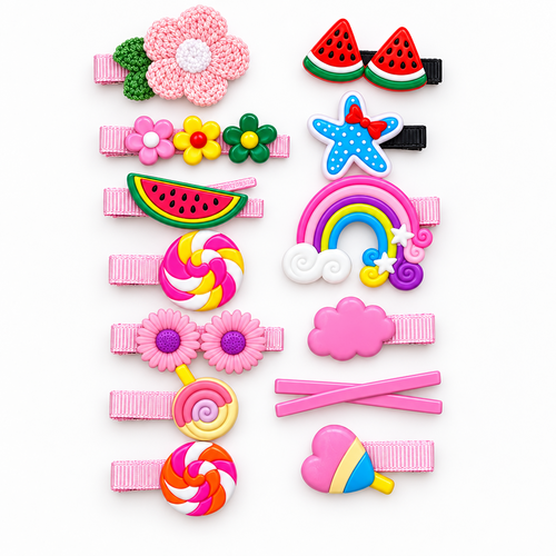 14 PCs Cute Cartoon Hair Clips Set for Kids & Girls