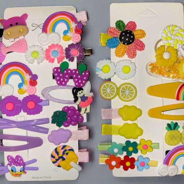 Set of 2 Cartoon Hair Clips for Girls - 14 Pcs Cute Cartoon Barrettes Hairgrips Accessories Gift Set - Random Design - Project M Shop