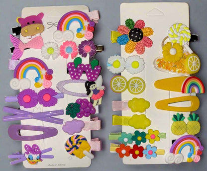 Set of 2 Cartoon Hair Clips for Girls - 14 Pcs Cute Cartoon Barrettes Hairgrips Accessories Gift Set - Random Design - Project M Shop