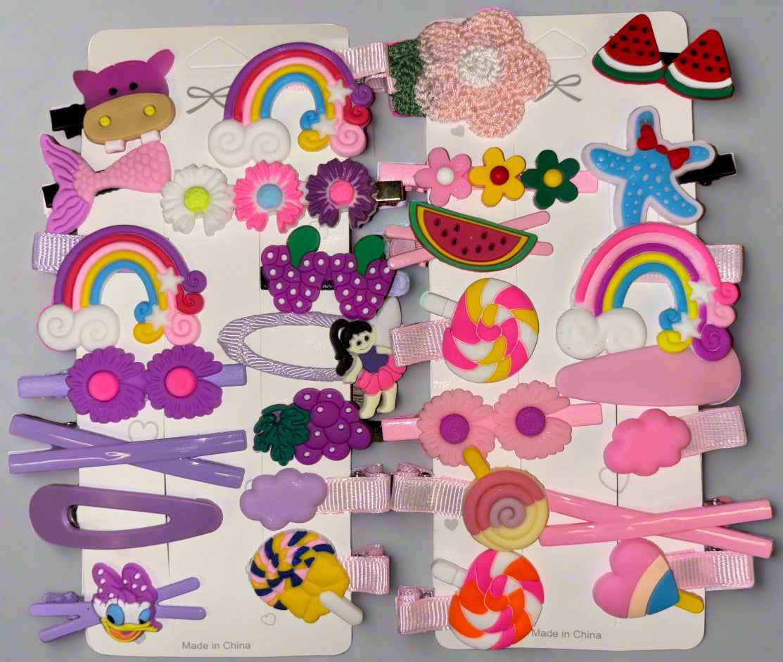 Set of 2 Cartoon Hair Clips – 28 PCs Value Pack