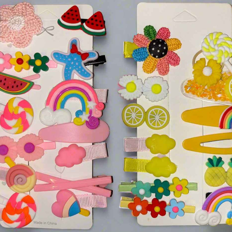 Set of 2 Cartoon Hair Clips for Girls - 14 Pcs Cute Cartoon Barrettes Hairgrips Accessories Gift Set - Random Design - Project M Shop