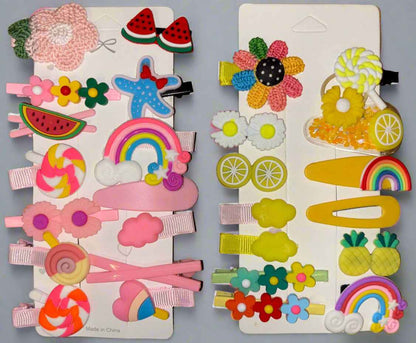 Set of 2 Cartoon Hair Clips for Girls - 14 Pcs Cute Cartoon Barrettes Hairgrips Accessories Gift Set - Random Design - Project M Shop