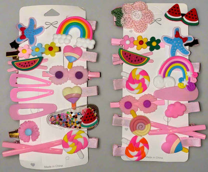 Set of 2 Cartoon Hair Clips for Girls - 14 Pcs Cute Cartoon Barrettes Hairgrips Accessories Gift Set - Random Design - Project M Shop