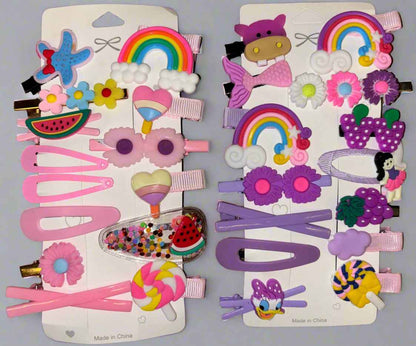 Set of 2 Cartoon Hair Clips for Girls - 14 Pcs Cute Cartoon Barrettes Hairgrips Accessories Gift Set - Random Design - Project M Shop