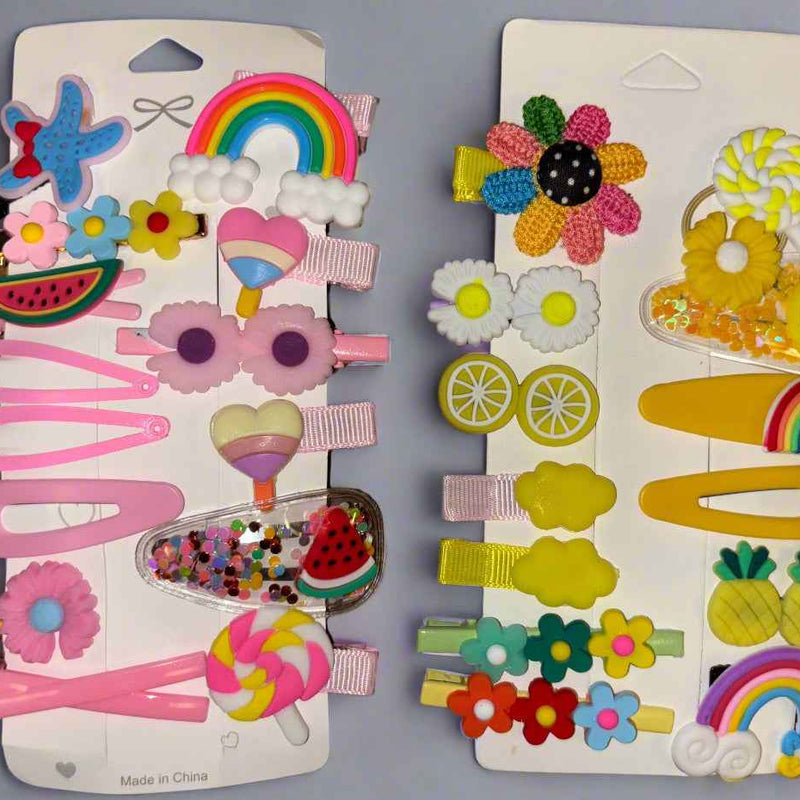 Set of 2 Cartoon Hair Clips for Girls - 14 Pcs Cute Cartoon Barrettes Hairgrips Accessories Gift Set - Random Design - Project M Shop