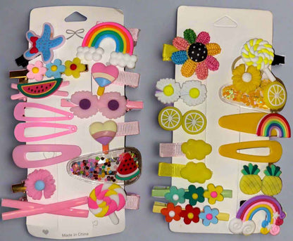 Set of 2 Cartoon Hair Clips for Girls - 14 Pcs Cute Cartoon Barrettes Hairgrips Accessories Gift Set - Random Design - Project M Shop