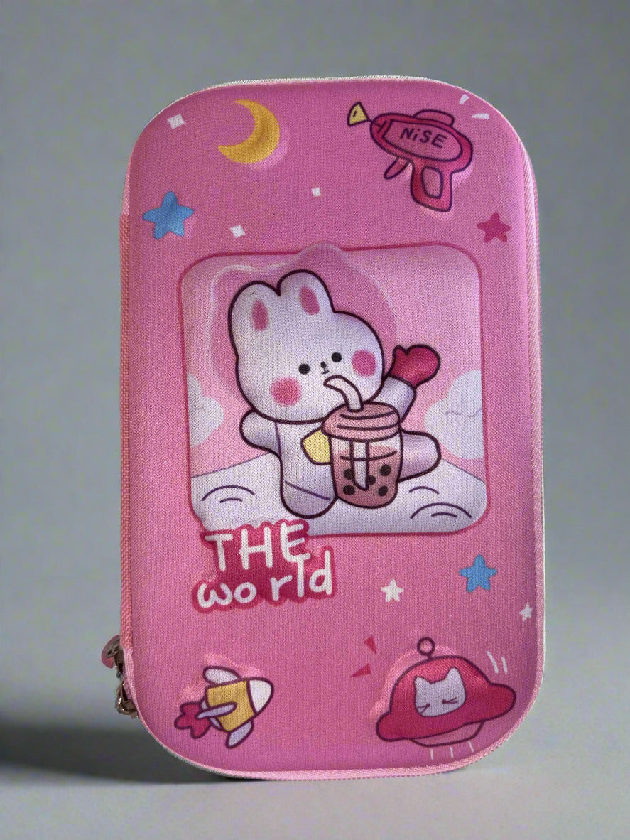 Cute Bunny Pencil Case for Girls – Soft Plush School Kit