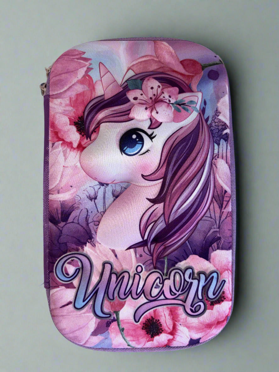 Unicorn Pencil Case for Girls with Flower Design - Project M Shop