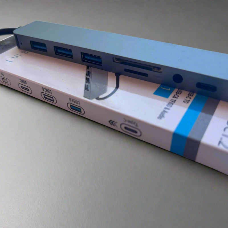 Cantell USB Multiport Hub 8 in 1 Dock with TF/PD Reading, USB 3.5mm Audio, and Type C Support - Project M Shop