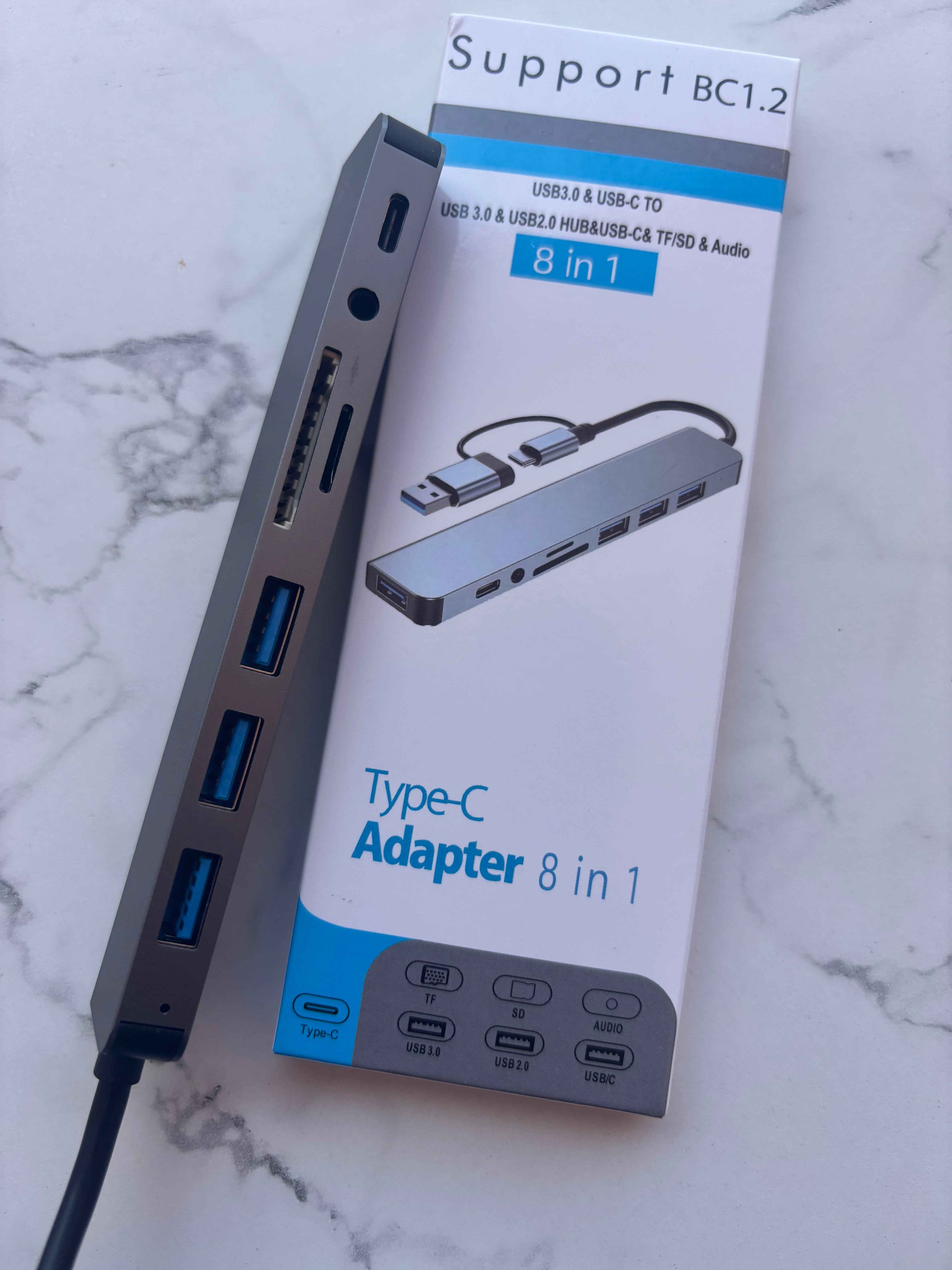 Cantell USB Multiport Hub 8 in 1 Dock with TF/PD Reading, USB 3.5mm Audio, and Type C Support - Project M Shop