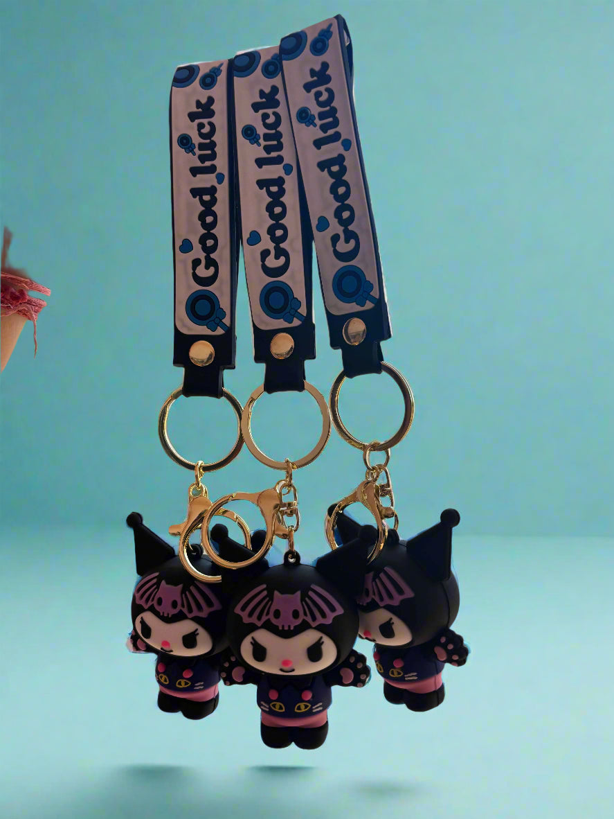 Kuromi Bat Style 3D Keychain – Cute Sanrio Bag Charm