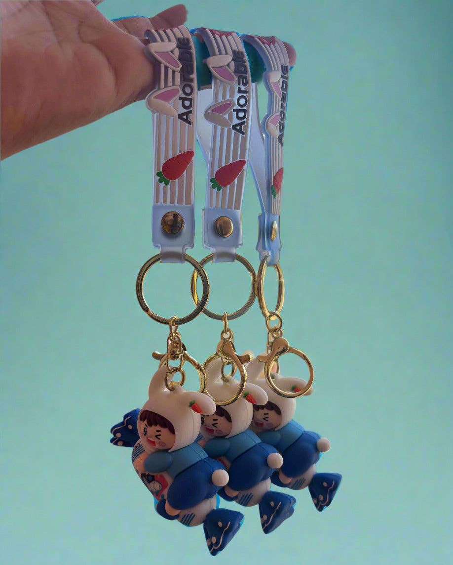 Rabbit Boy 3D PVC Keychain – Cute Bag Charm & Collectible