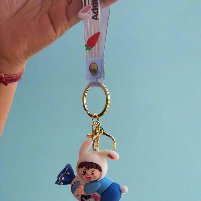 Rabbit Boy 3D PVC Creative Animation Keychain - Fun and Unique Accessory - Project M Shop