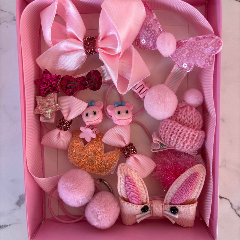 Light Pink Hair Clip Set - 18 Pcs Cute Accessories - Project M Shop