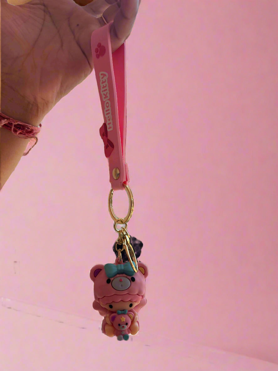 Pink Sanrio Girl 3D Keychains – Cute Collectible Charm