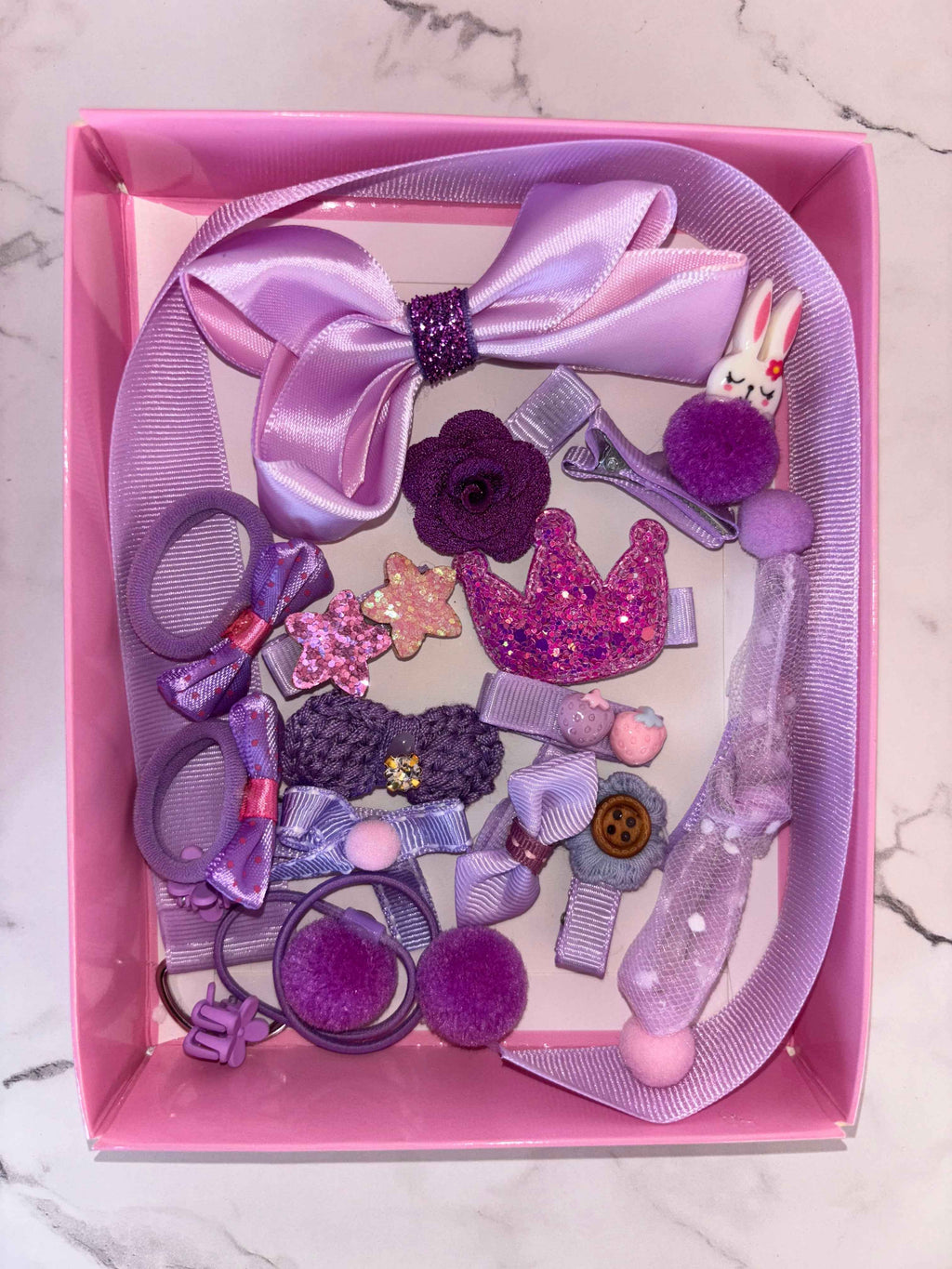 Purple Hair Clip Accessories Set - 18 Pcs Cute Hair Clips - Project M Shop