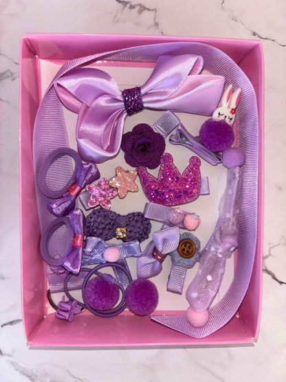 Purple Hair Clip Accessories Set - 18 Pcs Cute Hair Clips - Project M Shop